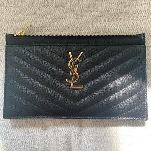 Saint Laurent monogrammed leather zip pouch NEW!